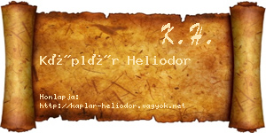 Káplár Heliodor névjegykártya
